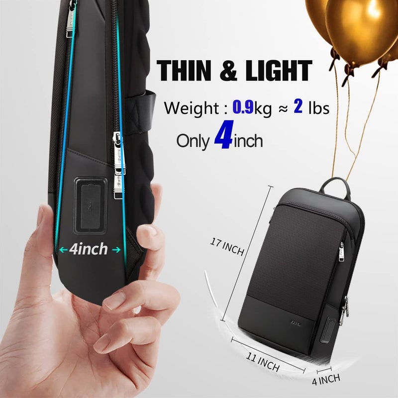 BOPai Slim Laptop Thin Business Backpack with Bottle Holder USB Charging Professional for Men Notebook Work Office Anti Theft Smart Computer 15-15.6 inch Back pack Light Black - Image 2